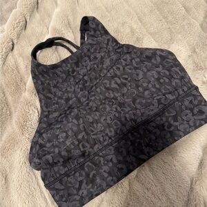 Black Patterned Sports Bra